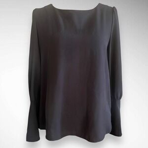 Women's‎ Black Long Sleeve Blouse With Button Detailing On Back and Cuffs | EUC
